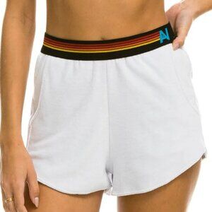 Aviator Nation - LOGO STRIPE WOMEN'S LOUNGER SHORTS - WHITE